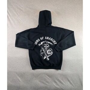 Sons of Anarchy Hoodie Mens Medium Black Grim Reaper Full Zip Biker Grunge Y2K